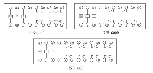  RZB-D導(dǎo)軌式防跳繼電器 內(nèi)部接線(xiàn)圖