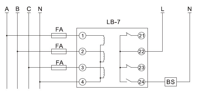 LB-7閉鎖繼電器接線圖