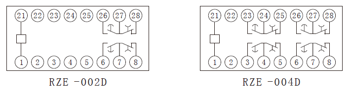 RZE-D系列中間繼電器內(nèi)部接線圖