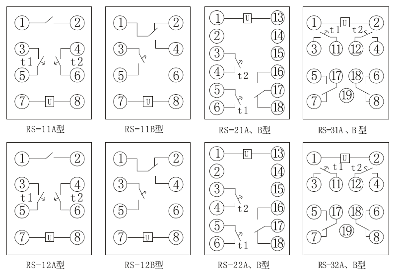 RS系列時間繼電器內(nèi)部接線圖