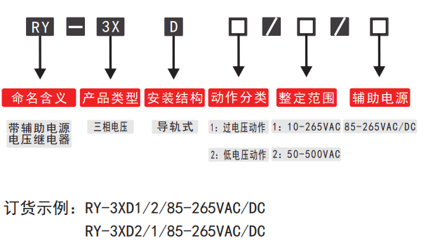 RY-3XD三相電壓繼電器型號分類