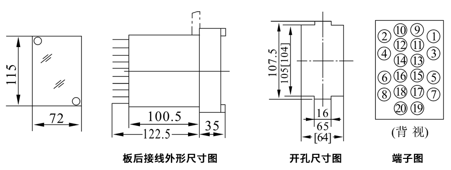 JZJ-402板后接線安裝尺寸圖