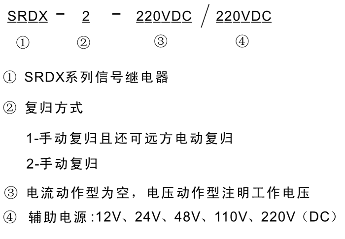 SRDX-2-220VDC/110VDC型號及其含義