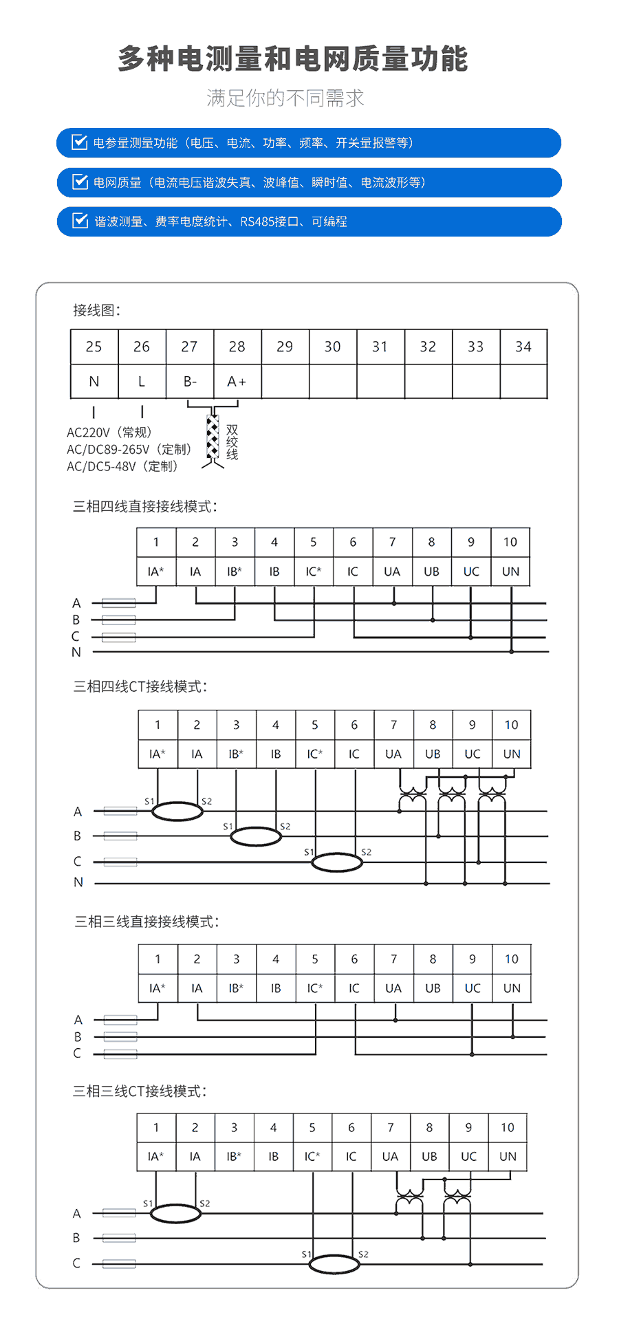 電網(wǎng)質(zhì)量分析儀接線(xiàn)方式